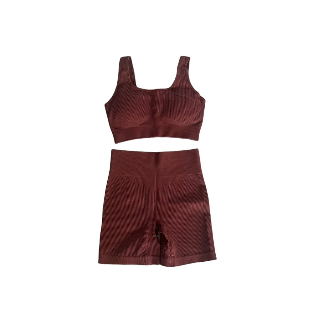 Amazon Brown Workout Set Bra Tank and Short Size Large